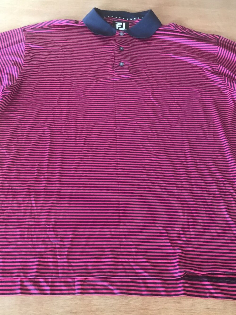 FootJoy Prodry Lisle Polo Shirt Men XL Pink Striped Short Sleeve Athleisure